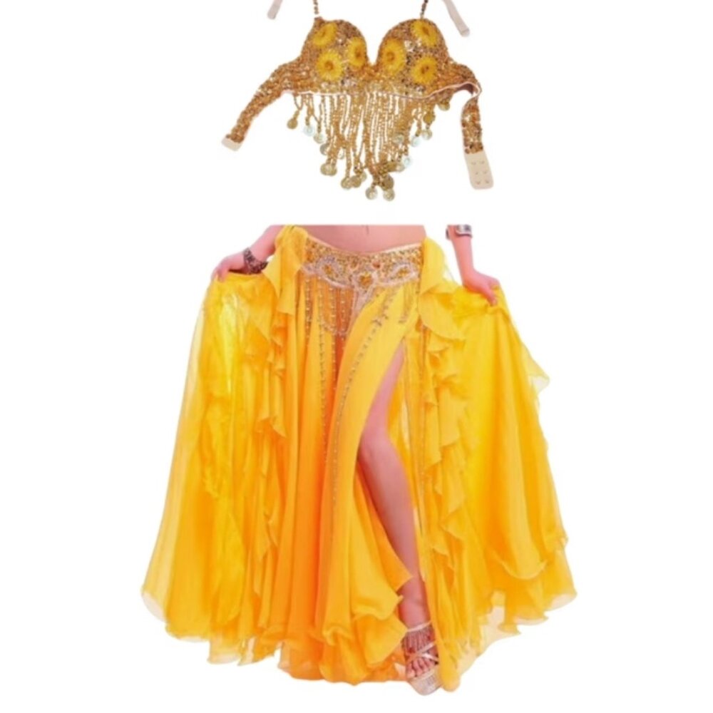 Yellow belly dancing outfit